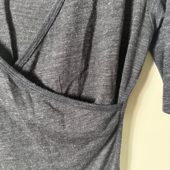 Prana Nadia Crossover Faux Wrap Gray Wool Blend Dress SZ S Minimalist Work - Picture 4 of 7